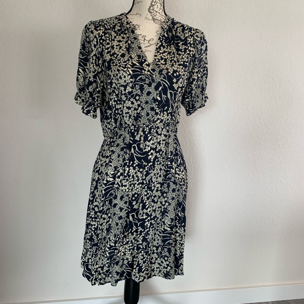 ba&sh Parisian navy dress with flowers